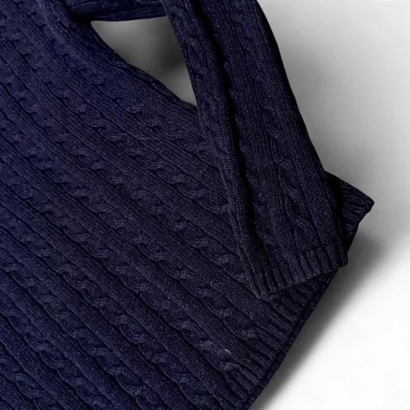 Brooks Brothers 346 Navy Cable Knit Supima Cotton Sweater Womens XS/S Luxury - Picture 4 of 7